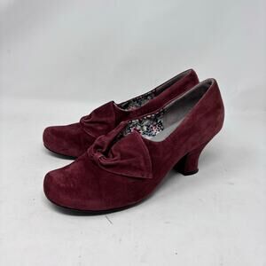 40s Style Bow Pumps Size 7 Suede Kitten Heel Womens Hotter‎ Comfort